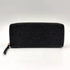 LOUIS VUITTON モノグラムアンプラント ポルトフォイユ クレマンス ラウンドファスナー レザー ブラック 長財布 ゴールド  M60171