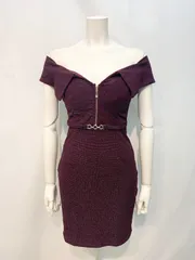 2088 DAZZY デイジー　キャバクラ　ドレス　ラメ　伸縮性　タイト　ミニ　オフショル　ジップ　キャバドレス　S