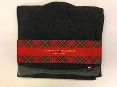 【送料無料】TOMMY HILFIGER（トミーヒルフィガー）H89C-3284 HAT&SCARF ハット&スカーフ HILFIGERロゴ & プレイテッドフラッグロゴ 015 Charcoalチャコー ル ユニセックス