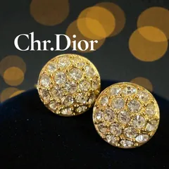 Christian Dior イヤリング ⑦ 丸型 アンティーク ヴィンテージ クリスチャンディオール ゴールド アクセサリー レディース ストーン