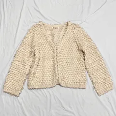 マジェスティックレゴン　MAJESTICLEGON　もこもこループヤーンショート丈カーディガン　長袖　Mサイズ　ベージュ系　送料無料✨