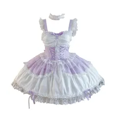 新品 [トクとユウ] ロリータ JSK ワンピース ゴスロリ 森ガール ジャンパースカート レース 編みこみ ネックレス ミニ ゴシック風 お姫様 可愛い リボン レース 森ガール アニメ ハロウィン 学園祭