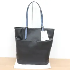 ITGTT24UVRVM 未使用 タグ付き aniary アニアリ トートバッグ ブラック×ブルー 37-02000 鞄 バッグ メンズ レザー 牛革 タグ付き