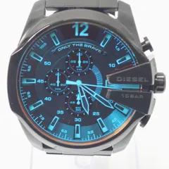 FtTh994341 ディーゼル 腕時計 MEGA CHIEF メガチーフ DZ-4318 ブラック ネイビー文字盤 メンズ DIESEL 中古