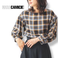 美品】ナラカミーチェ スタンドネックブラウス シャツ チェック柄 長袖