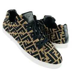 極良品★FENDI・フェンディ・メンズ ズッカ FF総柄 ファブリックメッシュ加工 ローカットカット スニーカー (12/31㎝相当) ブランド イタリア製 メンズスニーカー オシャレ 冬物 カジュアル ビックサイズシューズ