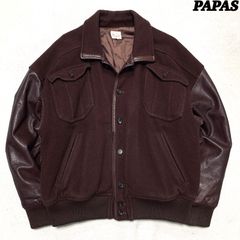 パパス ラムウール ボンバージャケット スタジャン 背面ロゴ 中綿 L 
