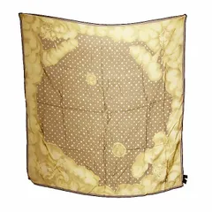 ジャンポールゴルチエ Jean Paul GAULTIER silk scarf ロゴ 総柄 シルク スカーフ 黄 紫 イエロー パープル ブランド古着ベクトル 中古●▲260118