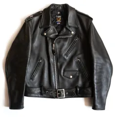 【雰囲気抜群/ビッグサイズ】SCHOTT【613US/ワンスター ダブルライダースジャケット】42 USA製 ブラック ショット 26010398