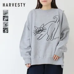 [30%OFF] ハーベスティ HARVESTY プリントスウェットシャツ A52521/A52522 長袖 犬 猫 プリント 手描き コラボ レディース メンズ 男女兼用 2025秋冬 [返品・交換不可]