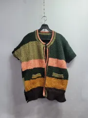 77)手編みカラフルハンドメイドニットカーディガン
