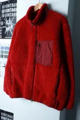 (XL-2XL) ユニクロ ジップアップ ウィンドブレーカー アウター ジャケット フリース レッド-16B12