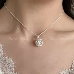 ネックレス ペンダント シルバーカラー 銀色 花 フラワー アジサイ ボール 球体 個性的 可愛い 量産型 レディース ジュエリー 大人かわいい デイリー ガーリー フェミニン イベント パーティー