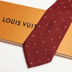 美品 ルイヴィトン Louis Vuitton ネクタイ シルク100% レッド系
