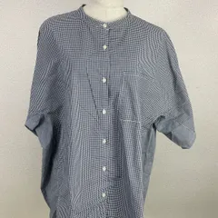 studio CLIP 半袖シャツ ギンガムチェック ワイドシルエット Fサイズ 綿混 ゆったり　20251225-0015