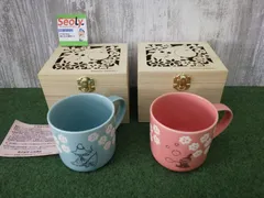 2点 ムーミン 木箱入り マグカップ ピンク ブルー カップ 食器 未使用品