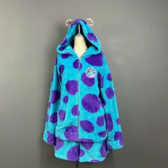 Disney ディズニー モンスターズインク サリー セットアップ 上下 パーカー フーディー フルジップ ジャケット 耳付き バーパンツ コスプレ ルームウェア パジャマ L