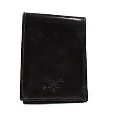 プラダ 二つ折り カードケース 名刺入れ レザー ブラウン ロゴ 中古