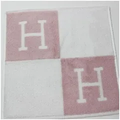 エルメス 未使用 アヴァロン コットン ハンカチ ミニタオル ピンク ホワイト