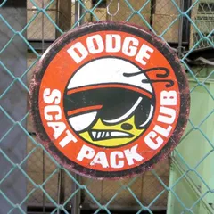 ラウンド メタルサイン DODGE SCAT PACK ダッジ スキャットパック ブリキ看板 丸型 車 企業 ロゴ 看板 装飾 雑貨 アメリカン雑貨