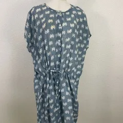cloudnine インド綿 花柄ワンピース M〜L ブルー系 ウエストギャザー ナチュラル　20251223-0018
