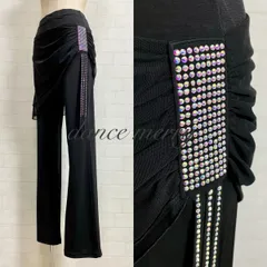 新品　社交ダンス　パンツ　オーバースカート　黒　レッスン　ズボン　2207
