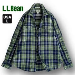 エルエルビーン★スコッチ プラッド フランネルシャツ★L.L.Bean★ブラッシングフランネル★グリーンxネイビー★USAメンズL #2601J049