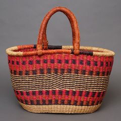 アフリカ ブルキナファソ 半球型 バスケット ブラック Mサイズ No.12