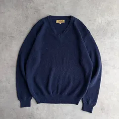 90s〜00s/Paul Stuart/ポールスチュアート/アルパカニット/プルオーバー/Vネック/ソリッド/無地/ノームコア/ネイビー/jmaple