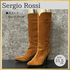 S649 Sergio Rossi セルジオロッシ スエード ロングブーツ ブラウン サイズ34 1/2(21.5-22.0cm)