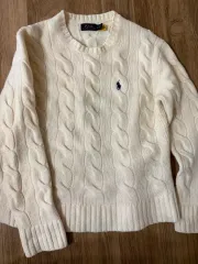 送料無料)POLO RALPH LAUREN レディース ニット アイボリー M QR認証正規品