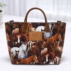 馬柄 ハンドバッグ トートバッグ 仕切り付き ショルダー可 A