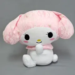 【中古】ぬいぐるみ メロディ(ピンク/たれ耳) 花柄レースBIGぬいぐるみ 「マイメロディ」