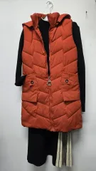 オレンジブラウン ダウンジャケット ロング丈 ダウンベスト