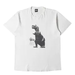 STUSSY ステューシー Tシャツ サイズ:L / 90s OLD STUSSY 紺タグ T-REX / 恐竜 クルーネック Tシャツ (USA製) / ホワイト 白 / トップス カットソー 半袖 プルオーバー【メンズ】【中古】