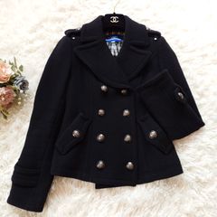 パーバリーブルーレーベル ピーコート ナポレオン ノバチェック 銀