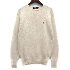 ポロ バイ ラルフローレン Polo by Ralph Lauren コットン ニット クルーネック セーター 長袖 クリーム M 90s 00s