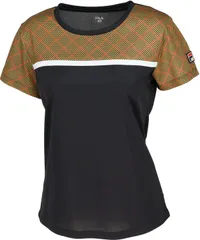フィラ FILA テニス ゲームシャツ レディース ウィメンズ 女性 大人 半袖 Tシャツ トップス ウェア ロゴ チェック柄 部活動 クラブ サークル スクール 練習 試合 大会 移動  EL0216 27A ダークミント
