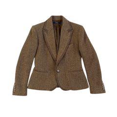 POLO RALPH LAUREN / ポロラルフローレン ヘリンボーン ウールテーラードジャケット ブラウン サイズ0(150cm推奨) 美品 レディース