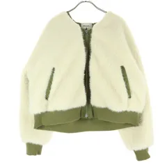 niko and... ニコアンド 長袖 フェイクファー ノーカラージャケット F ホワイト系 レディース 古着