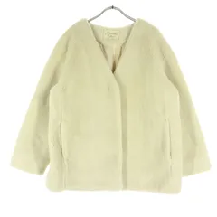 美品 Another Edition アナザーエディション 長袖 フェイクファー ノーカラージャケット ベージュ ユナイテッドアローズ レディース 古着