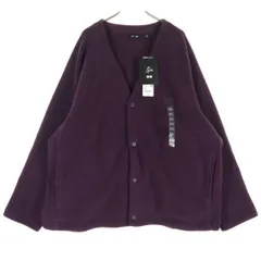 未使用 UNIQLO ユニクロ NEEDLES ニードルズ コラボ ワンポイントロゴ 長袖 フリース カーディガン 3XL パープル ビッグサイズ メンズ 古着