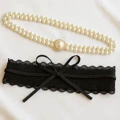 79 2本セット ベルト パール レース サッシュベルト ゴムベルト 着物 浴衣