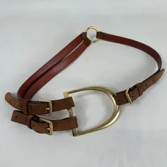 希少 Ralph Lauren ホースシュー風 バックル レザーベルト 本革 伊製 260109Z1-14K