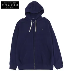 POLO RALPH LAUREN ポロ ラルフローレン 新品同様 コットン混 ジップアップパーカー トップス メンズ ネイビー XXL XXL