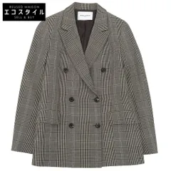 UNITED ARROWS ユナイテッドアローズ 美品 ウール グレンチェック ダブルブレスト テーラードジャケット 黒×茶系 36 1522-144-2840 36