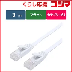 【 新品 未開封 】 ORIGINALBASIC LANケーブル ［3m /カテゴリー6A /フラット］ ホワイト OB-L6A1-0300FL-WH 未使用 送料無料