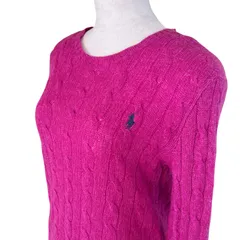 ポロラルフローレン ウールカシミヤ ケーブルニット ピンク メンズXS レディースL程度