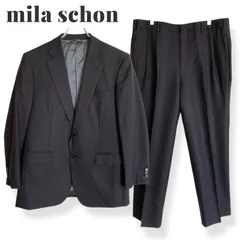 mila schon ミラショーン メンズ スーツ セットアップ 96AB5 M 日本製相当 ウール100% Super120 ピンストライプ チャコールグレー ダークグレー ビジネス フォーマル 909KZ