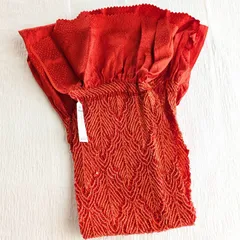 未使用★帯揚げ 絞り 中抜き 正絹 赤 和装小物 成人式 振袖 カジュアル 201